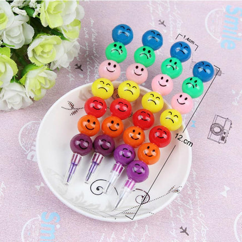 7-Color Swap Smile Face Stacker Crayons